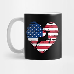 Heart and USA Flag with Deer Mug